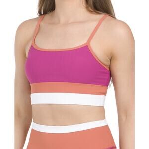 Wilo The Label Colorblock Strappy Ribbed Sports Bra Pink Orange - Size L